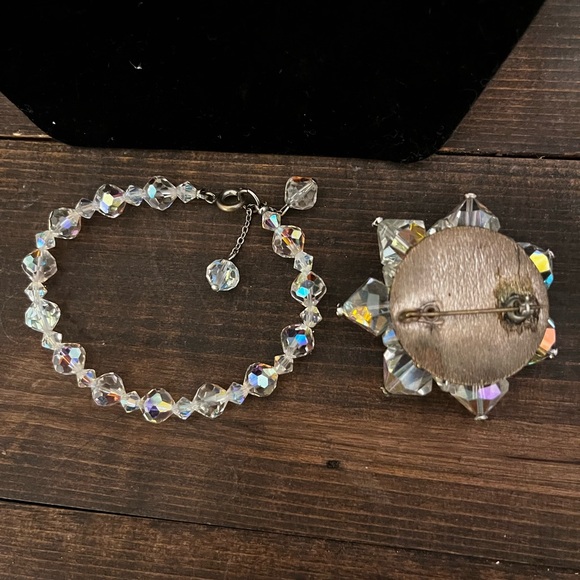 GORGEOUS AB crystal necklace bracelet earrings & broach!!! Got to see!!!! - Picture 2 of 12